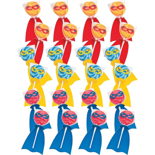  Fun Express Superhero Swirl Candy Lollipops | Assorted Fruit Flavors | 24 Count | Great for Birthday Parties, Holiday Giveaways, Party Favors, School Treats