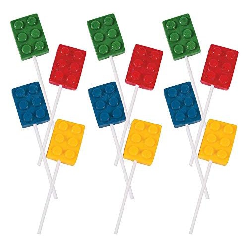  Fun Express Brick Party Building Block Suckers (set of 12) Birthday Party Candy and Favors