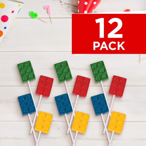  Fun Express Brick Party Building Block Suckers (set of 12) Birthday Party Candy and Favors