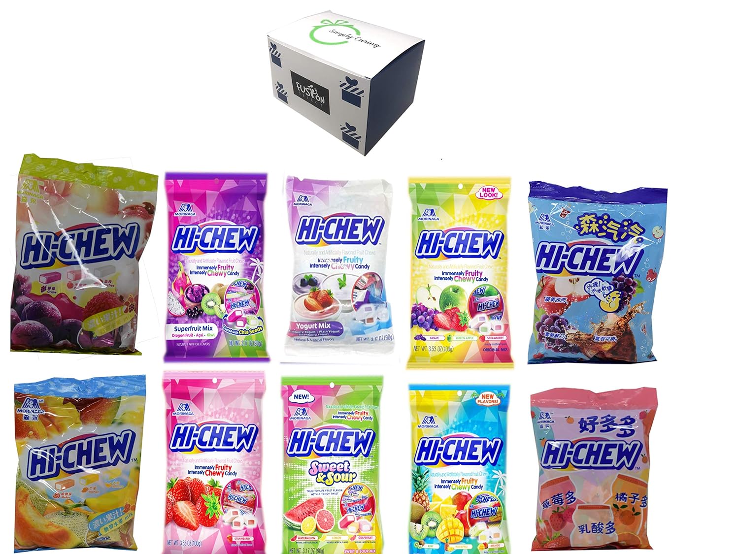  Hi Chew Candy Variety Pack 10 Flavors - Complete flavors - Entire Hi Chew/ Hi-chew Collection in Fusion Select Gift Box