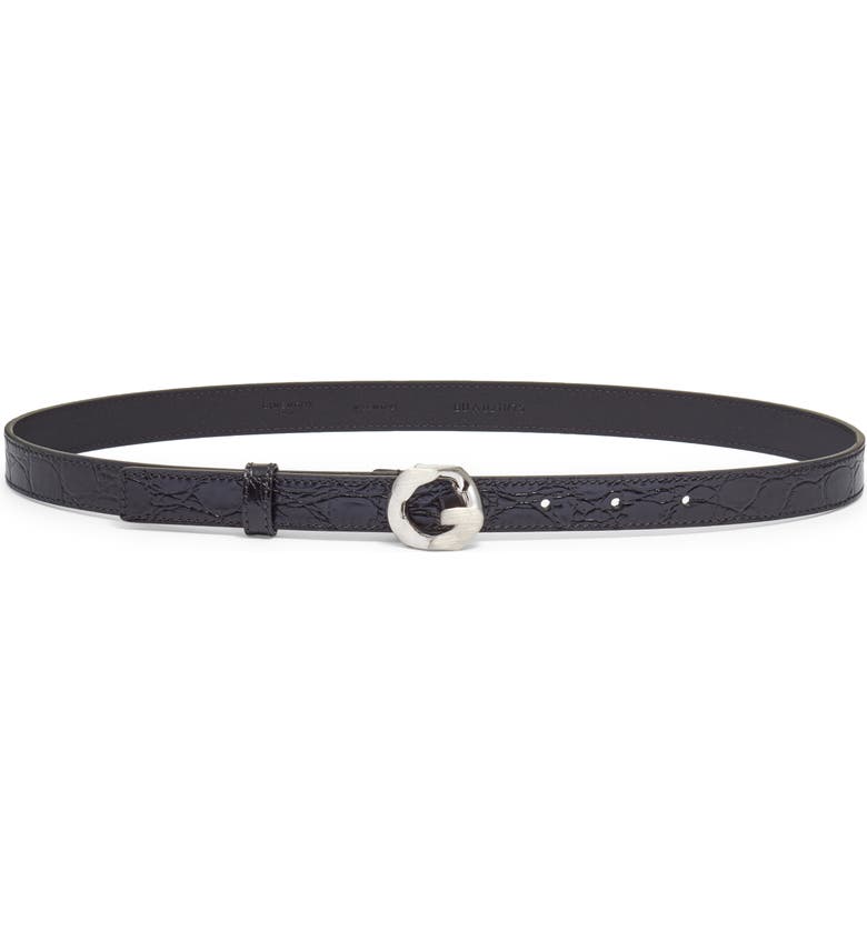 Givenchy G-Chain Buckle Croc Embossed Leather Belt_BLACK