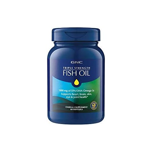  GNC Triple Strength Omega 3 Fish Oil 1000mg, 60 Count, Supports Joint, Skin, Eye, and Heart Health