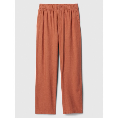 갭 Linen-Blend Straight Pull-On Pants