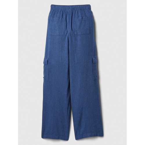 갭 Linen-Blend Wide-Leg Cargo Pull-On Pants