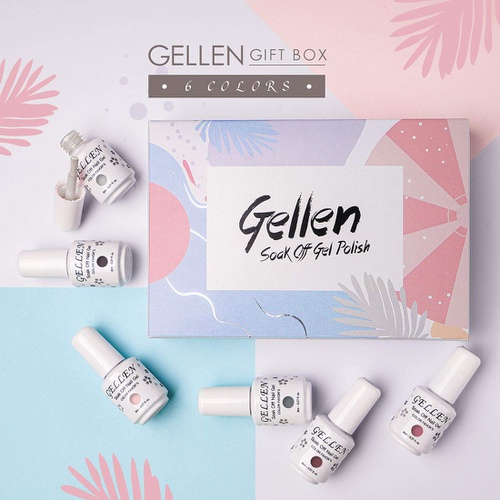  Gellen Gel Nail Polish Set - Nude Grays 6 Colors, Popular Nail Art Colors UV LED Soak Off Nail Gel Kit