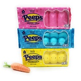 Generic Easter Peeps Bundle! Three 5-packs of Marshmallow peeps - 15 peeps total - 5 Pink, 5 Yellow, and 5 Blue - Includes a free Decorative carrot