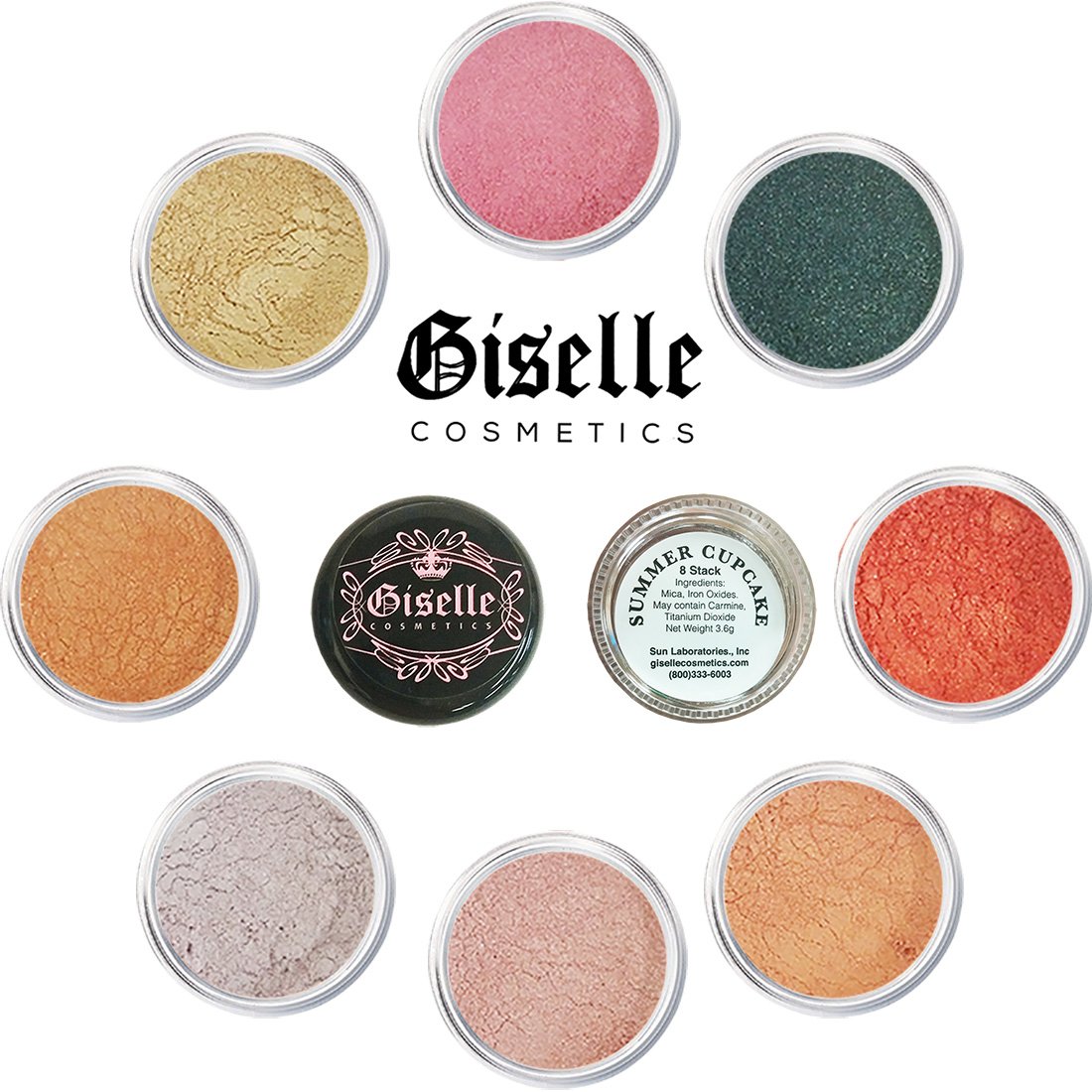  Giselle Cosmetics EyeShadow Palette - Mineral Makeup Eyeshadow Powder and Contouring Palette | Pure, Non-Diluted Shimmer Mineral Make Up in 8 Coco Hues and Shades
