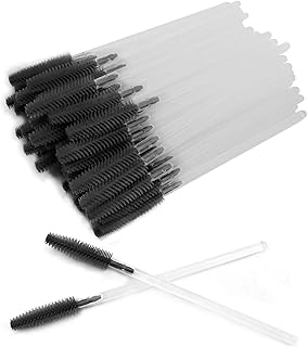 GreenLife 100pcs Multicolor Disposable Silicone Eyelash Brush Mascara Wands Applicator Eyebrow Wands Makeup Brush Kits Eyelash Extension Tools (Clear-Black)