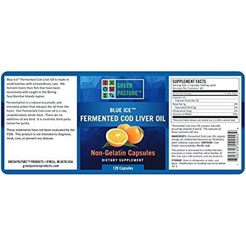  Green Pasture Fermented Cod Liver Oil Orange Flavor 120 Caps