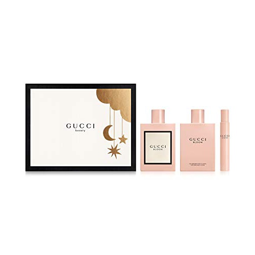 구찌 Gucci Bloom for Women 3 Piece Set Includes: 3.3 oz Eau de Parfum Spray + 3.3 oz Body Lotion + 0.25 oz Eau de Parfum Fragrance Rollerball