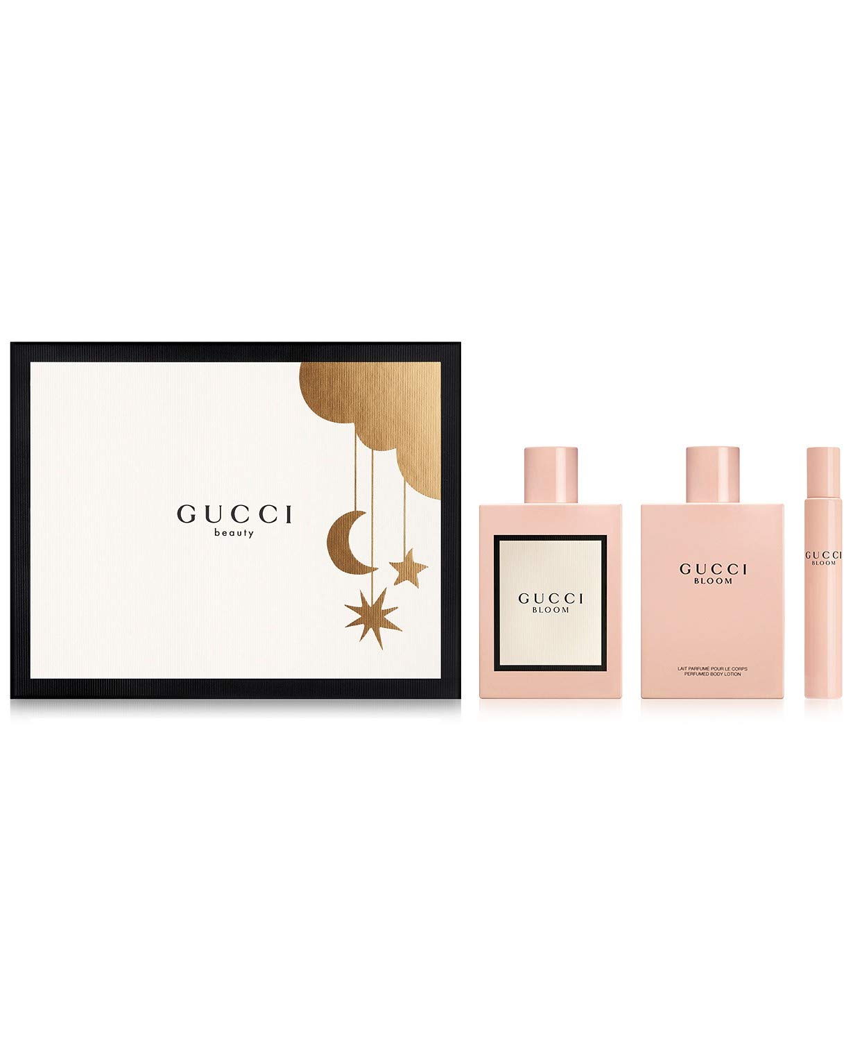 구찌 Gucci Bloom for Women 3 Piece Set Includes: 3.3 oz Eau de Parfum Spray + 3.3 oz Body Lotion + 0.25 oz Eau de Parfum Fragrance Rollerball