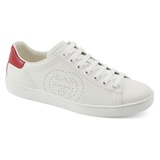 Gucci New Ace Perforated Logo Sneaker_WHITE/ RED
