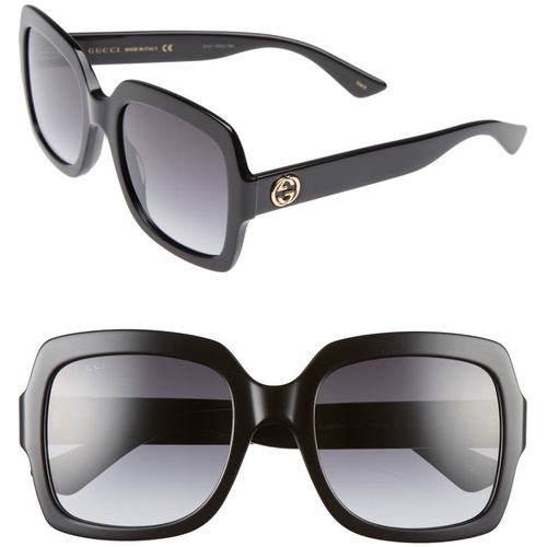 구찌 Gucci 54mm Square Sunglasses_BLACK/ GREY