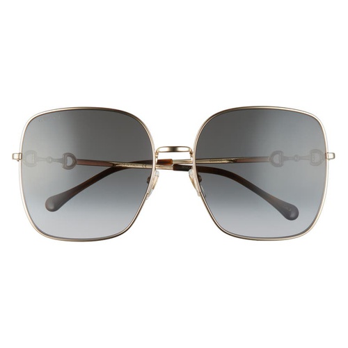 구찌 Gucci 61mm Gradient Square Sunglasses_GOLD/ GREY Gradient