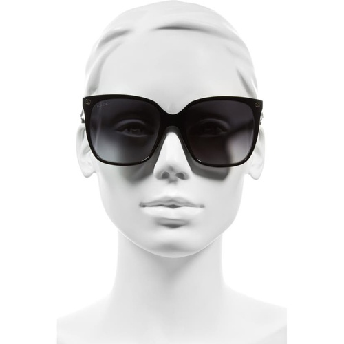 구찌 Gucci 57mm Gradient Square Sunglasses_BLACK/ GREY