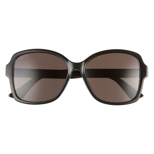 구찌 Gucci 57mm Rectangular Sunglasses_BLACK/ GREY