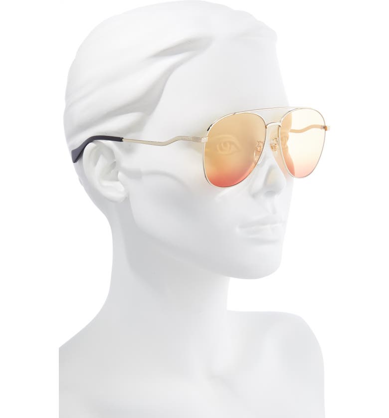 구찌 Gucci 59mm Gradient Aviator Sunglasses_GOLD/ YELLOW Gradient