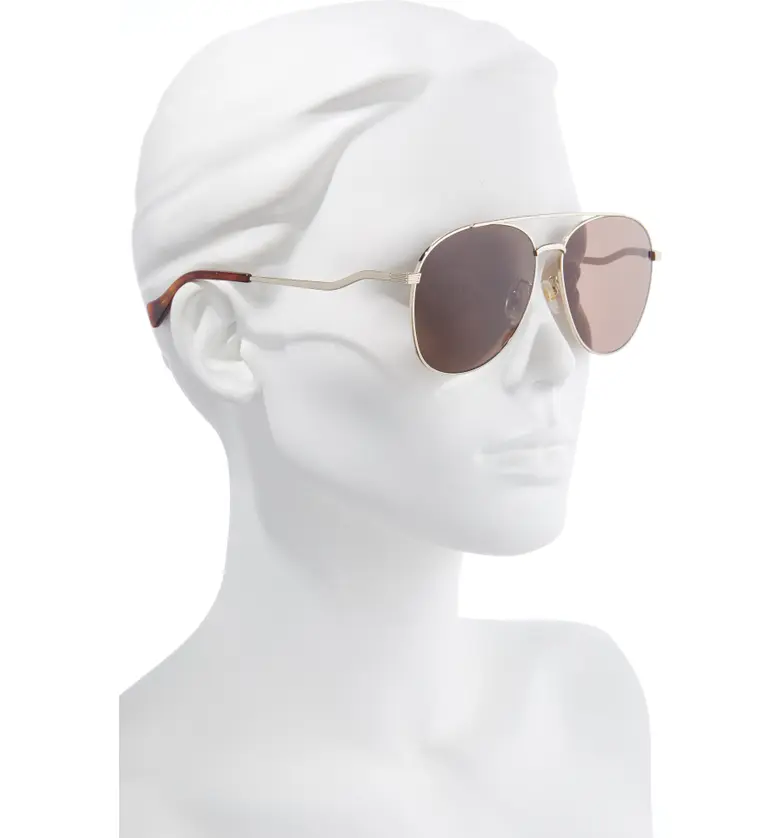 구찌 Gucci 59mm Gradient Aviator Sunglasses_GOLD/ BROWN