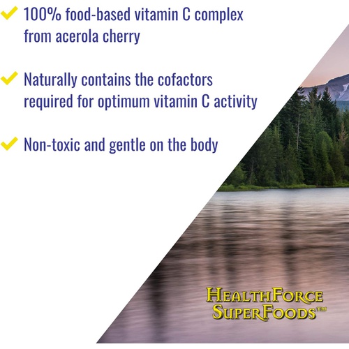  HealthForce SuperFoods Truly Natural Vitamin C - 180 Grams - Whole Food Vitamin C Complex from Acerola Cherry Powder - Immune Support - Vegan, Gluten Free - 30 Servings