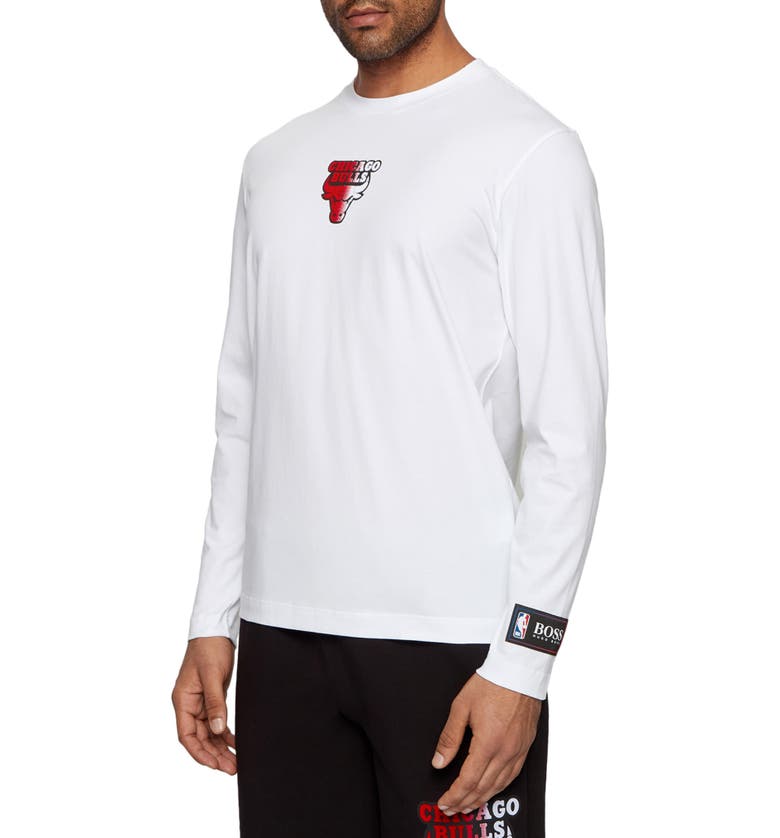 휴고보스 BOSS x NBA Threesixty Chicago Bulls Long Sleeve Logo T-Shirt_WHITE