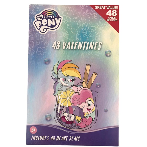  HappyVday My Little Pony 48 Valentines Cards & Heart Seal Stickers with Mini Charms Lollipops Classroom Exchange Bundle For 35 Kids