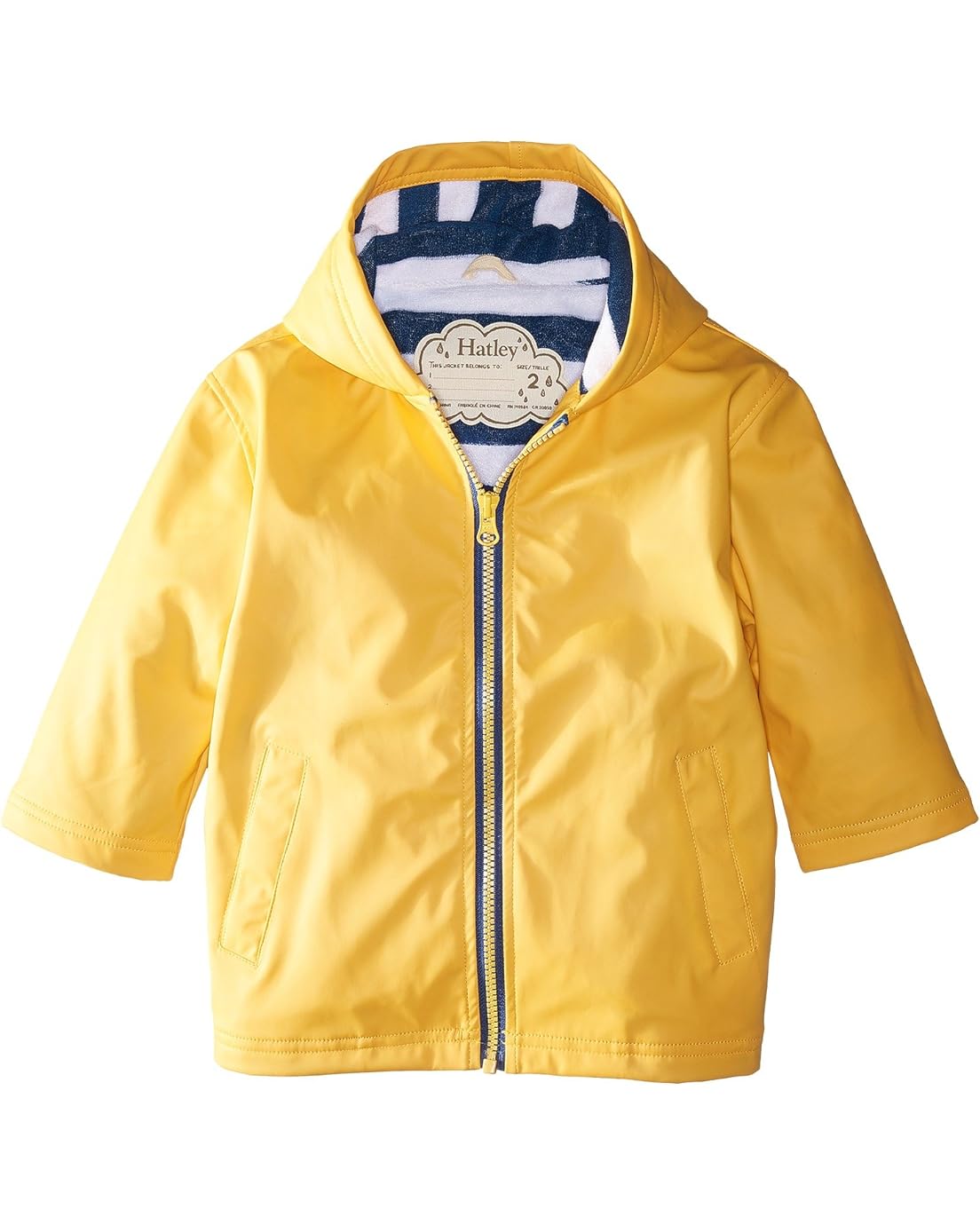 해틀리 Hatley Kids Yellow with Navy Stripe Lining Splash Jacket (Toddler/Little Kids/Big Kids)