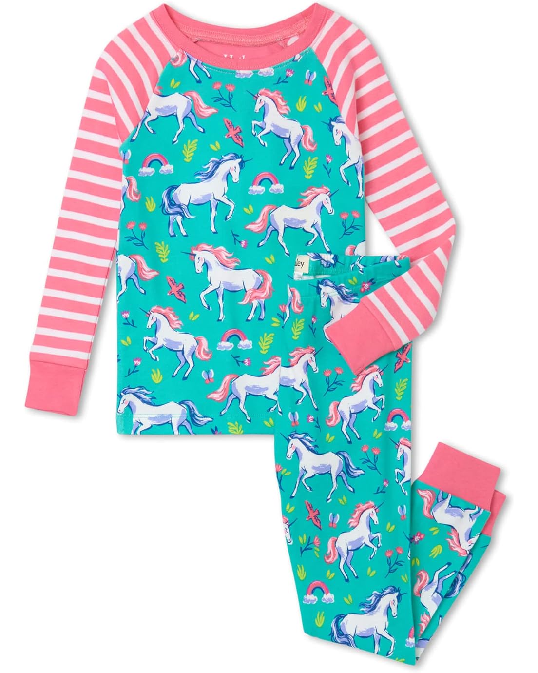 해틀리 Hatley Kids Unicorn Party Organic Cotton Raglan Pajama Set (Toddleru002FLittle Kidsu002FBig Kids)