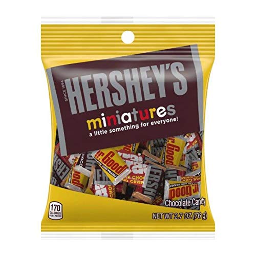  Hershey (1) Bag Miniatures Assorted Mini Candy Bars - Mr. Goodbar, Krackel, Hersheys Milk Chocolate, Hersheys Special Dark - Individually Wrapped Candy Bars - Net Wt. 2.7 oz