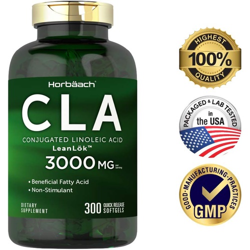  CLA Supplement 300 Softgel Pills Maximum Potency Conjugated Lineolic Acid from Safflower Oil Non-GMO, Gluten Free by Horbaach