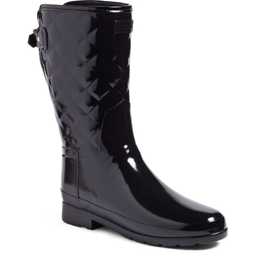 헌터 Hunter Refined High Gloss Quilted Short Waterproof Rain Boot_BLACK