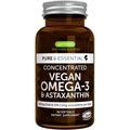 Igennus Healthcare Nutrition Pure & Essential Vegan Omega 3, High Concentration EPA DHA Algae Oil, Sustainable & Pure, Plus Astaxanthin, 600mg DHA & EPA for Heart, Brain & Eye Health, 60 Small Softgels