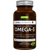 Igennus Healthcare Nutrition Pure & Essential Omega-3 & D3 1000iu, Fast-Acting rTG, Support Eyes, Heart & Brain Function, 1-a-Day, Highly Concentrated EPA & DHA Wild Fish Oil, Non-GMO, 60 Softgels