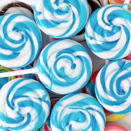  Imagine Splash Blue and White Blueberry Candy Swirl Lollipops - 40 Suckers