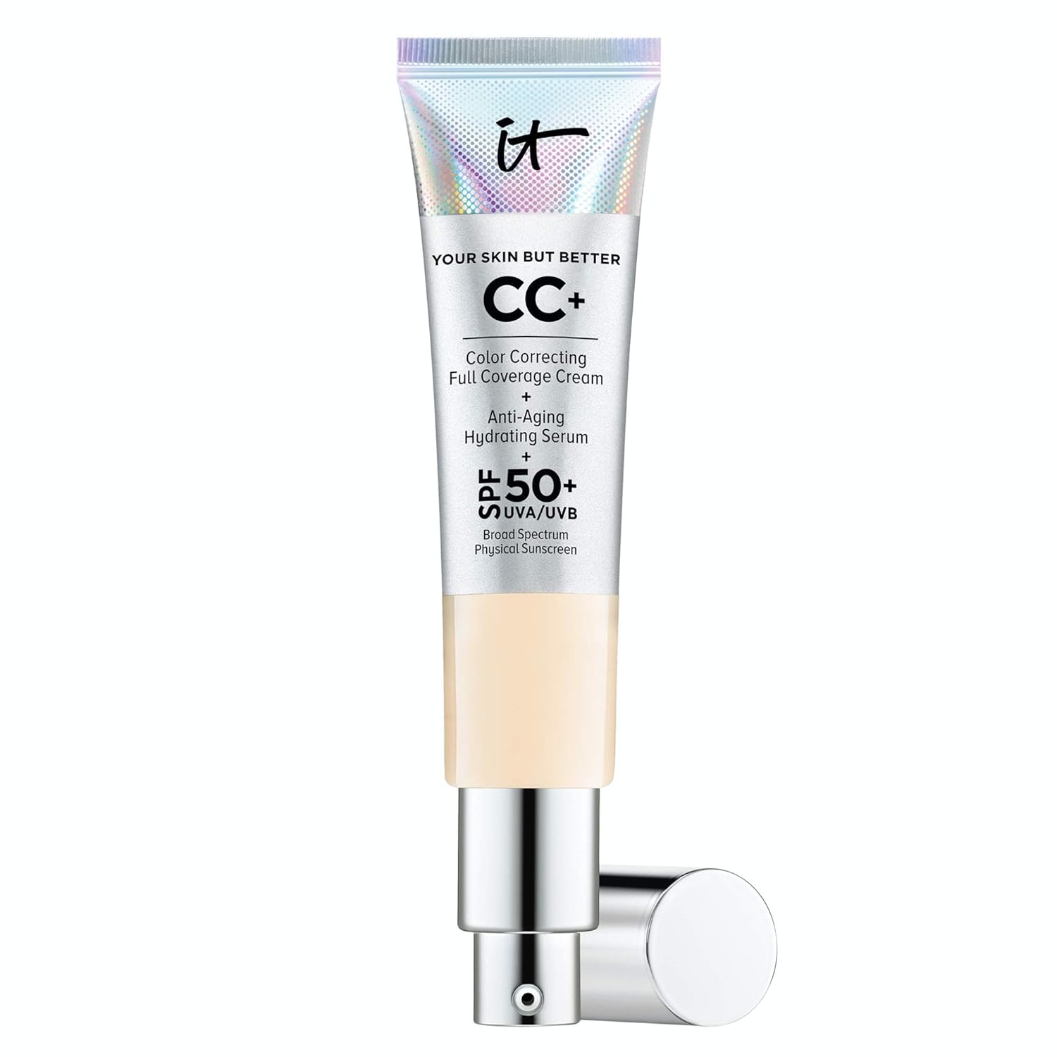  IT Cosmetics Your Skin But Better CC+ Cream, Fair (W) - Color Correcting Cream, Full-Coverage Foundation, Anti-Aging Serum & SPF 50+ Sunscreen - Natural Finish - 1.08 fl oz