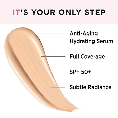  IT Cosmetics Your Skin But Better CC+ Cream Illumination, Medium (W) - Color Correcting Cream, Full-Coverage Foundation, Anti-Aging Serum & SPF 50+ Sunscreen - Radiant Finish - 1.0