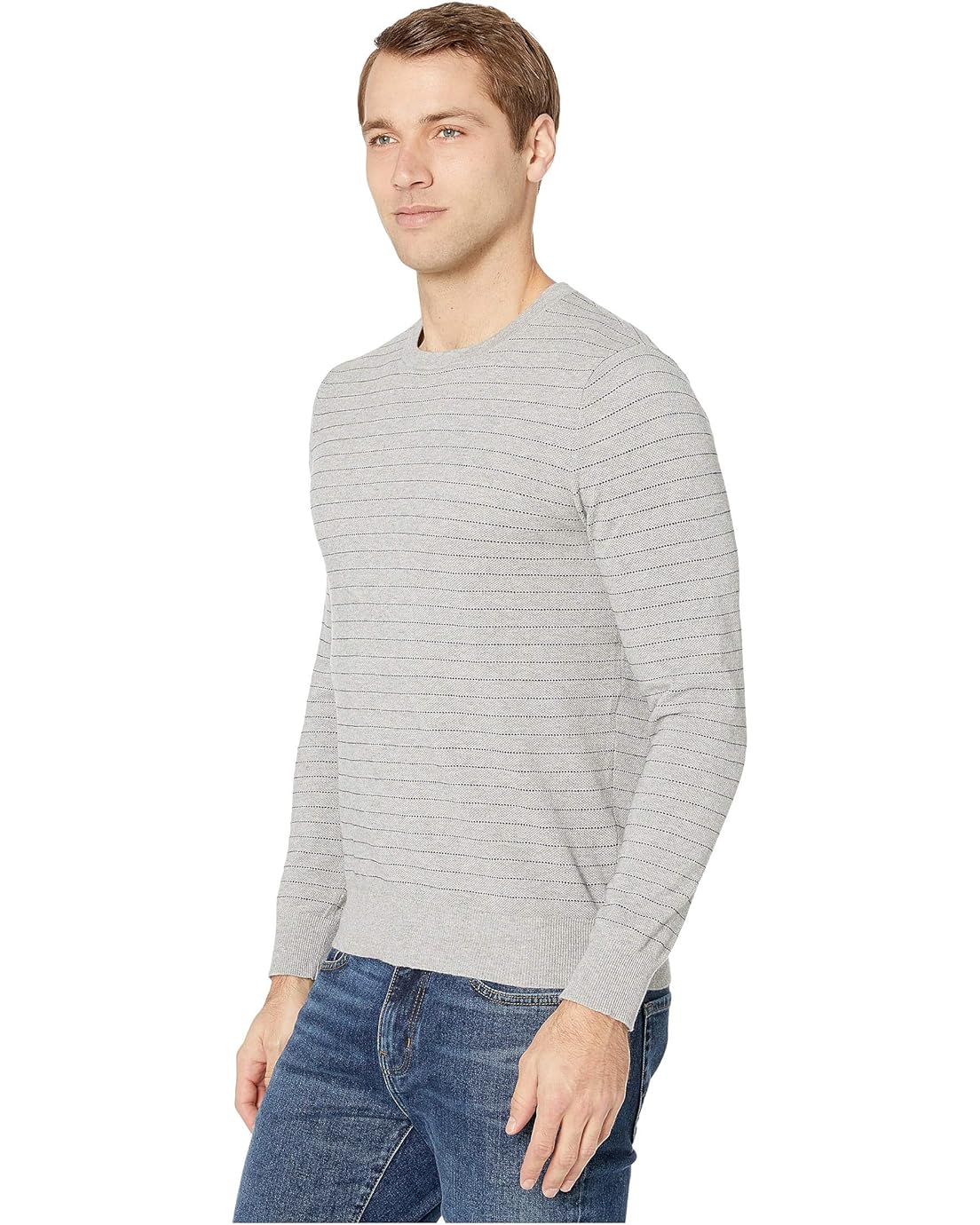 제이크루 J.Crew Cotton-Cashmere Pique Line Stripe Crewneck Sweater