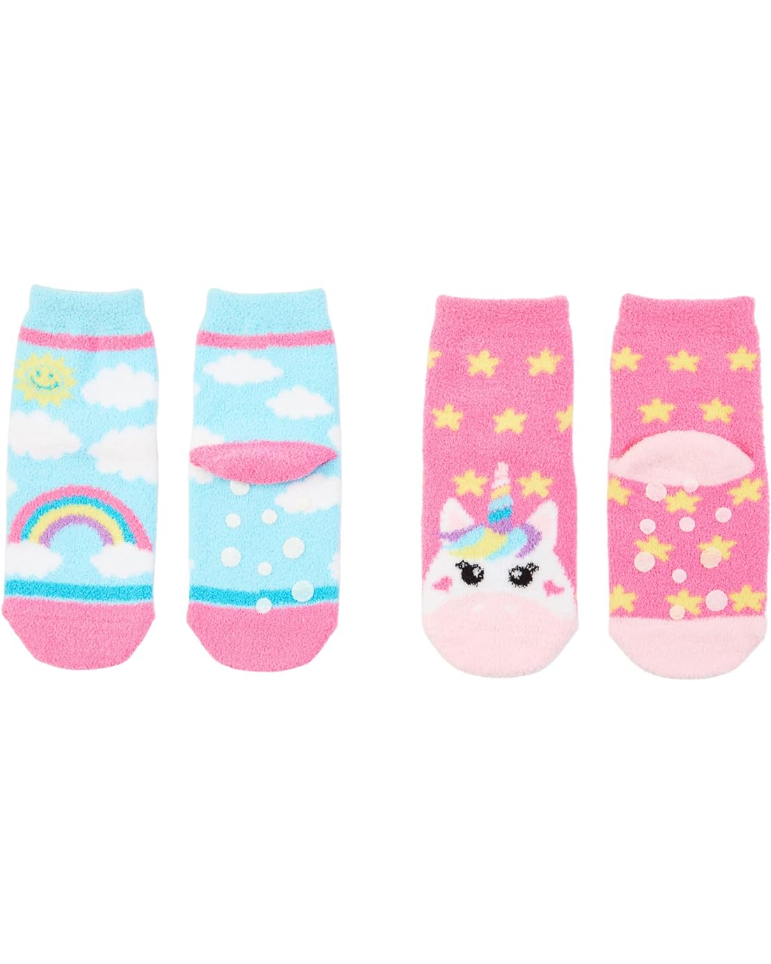 Jefferies Socks Unicorn & Rainbow Fuzzy Slipper Socks 2-Pack (Infant/Toddler/Little Kid/Big Kid)