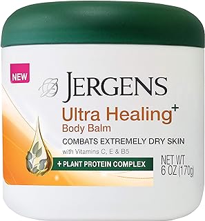 Jergens Ultra Healing Body Balm for Dry Skin, for Extra Dry Skin Relief, 6 Ounces, Formulated with Vitamins C, E and B5 plus Plant Protein Complex