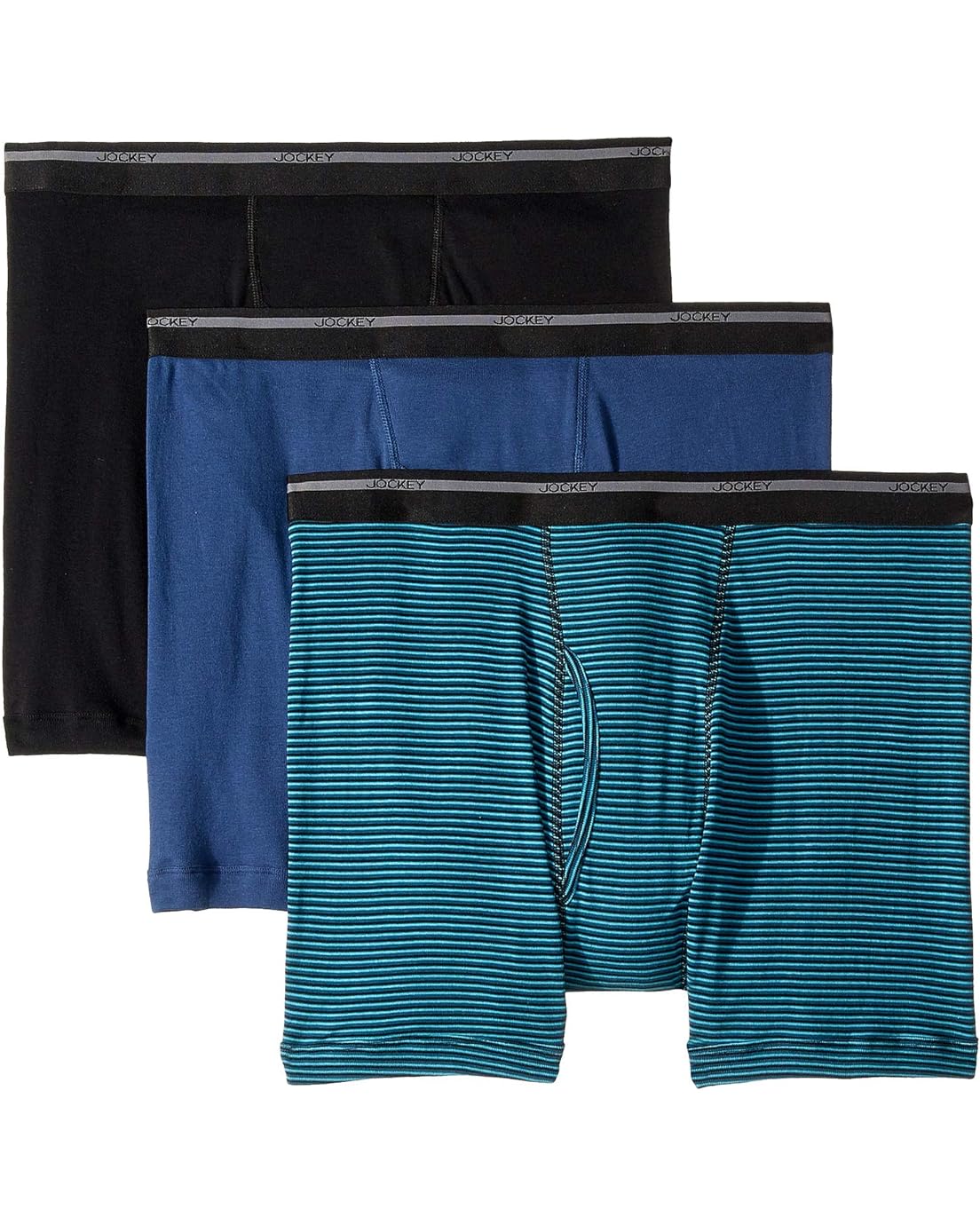  Jockey 100% Cotton Classic Knits Full Rise Boxer Brief 3-Pack