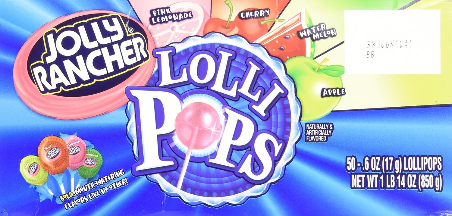  Jolly Rancher Lollipops, Original Flavors (50-Count box) 1 Pound 14 Ounce