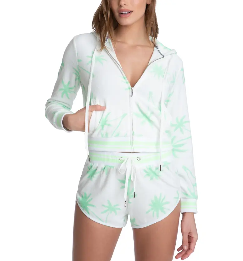 Juicy Couture Palm Tree Terry Zip Hoodie_SURF GREEN COMBO