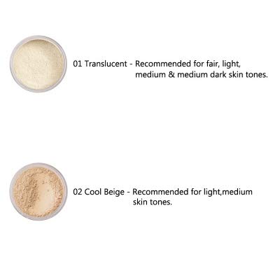  Junhe 2 PCS Phoera Loose Setting Powder, Mineral Loose Face Powder Smooth Lightweight Long Lasting Finishing Powder Foundation with 2 Makeup Powder Puff and Phoera Face Brush(02#Cool Bei