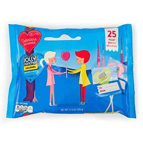  Just Candy Valentines Day Candy for Kids Jolly Rancher Heart Lollipops (25 pcs) - To and From Exchange