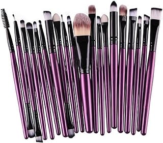 KOLIGHT 20 Pcs Pro Makeup Set Powder Foundation Eyeshadow Eyeliner Lip Cosmetic Brushes (Black+Purple)