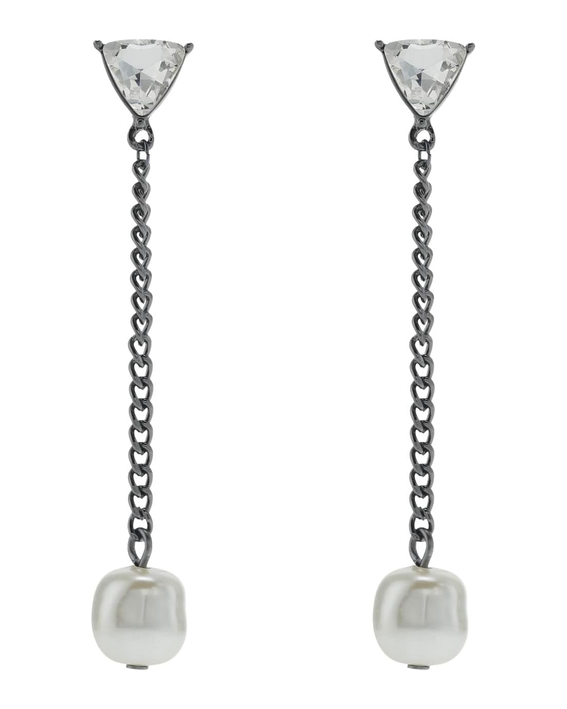 Karl Lagerfeld Paris Stone Pearl Chain Linear Earrings