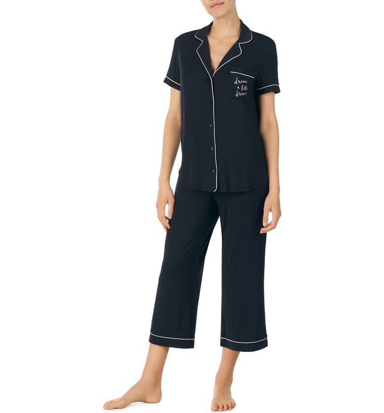 kate spade new york capri short sleeve pajamas_Black