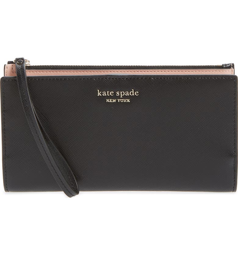 kate spade new york spencer continental leather wristlet_BLACK