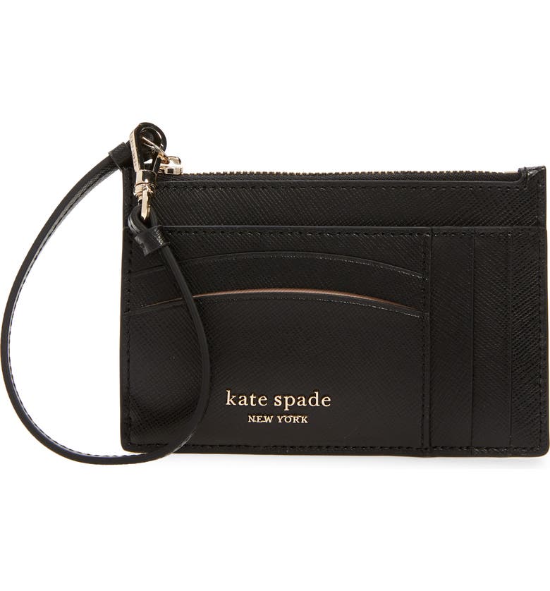kate spade new york spencer leather wristlet card case_BLACK