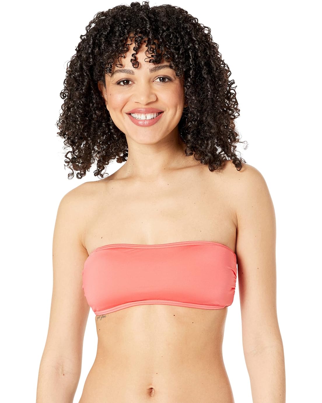 Kate Spade New York Heart Buckle Bandeau Bikini Top with Removable Soft Cups and Strap