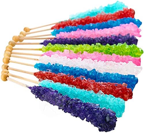 Kicko 6.5 Inch Crystal Rock Candy Stick - 1 Bag of Fruit-Flavored Lollipops for Party Favors, Cake Decorations, Novelty Supplies or Treats for Halloween, Christmas, Baby Showers, G